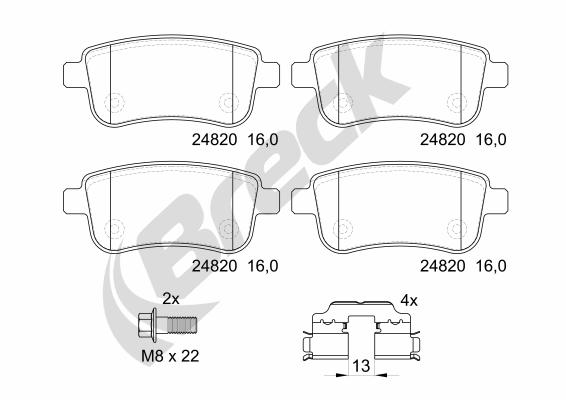 Brake Pad Set, disc brake - 24820 00 704 00 BRECK